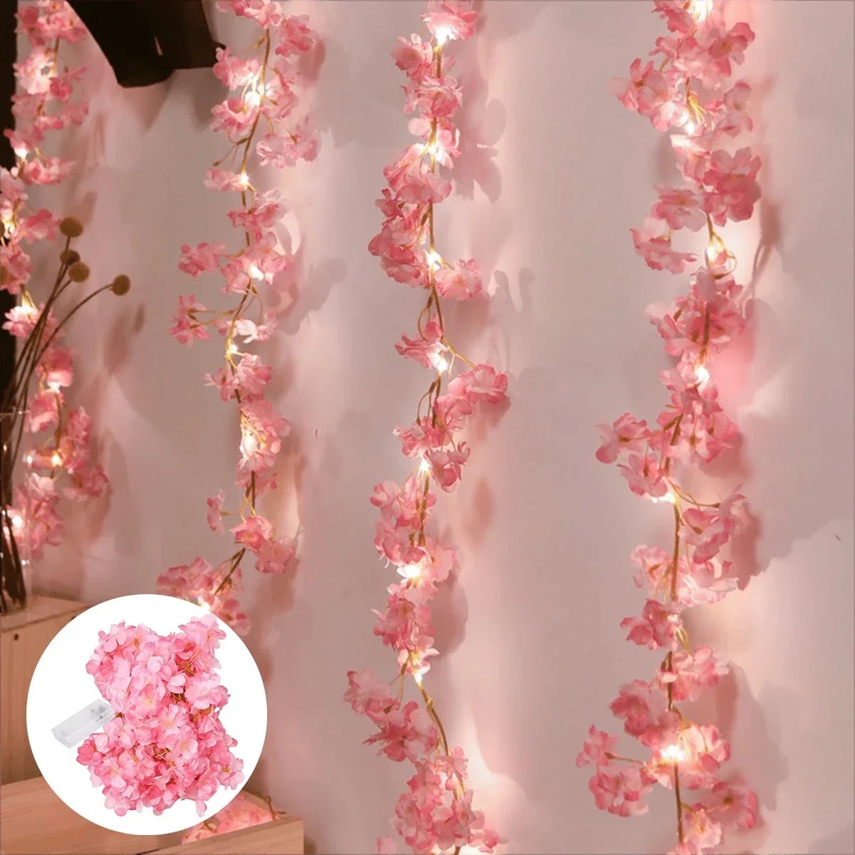 Gardening Tools Pink - 180CM Pink Artificial Flowers LED Lamp