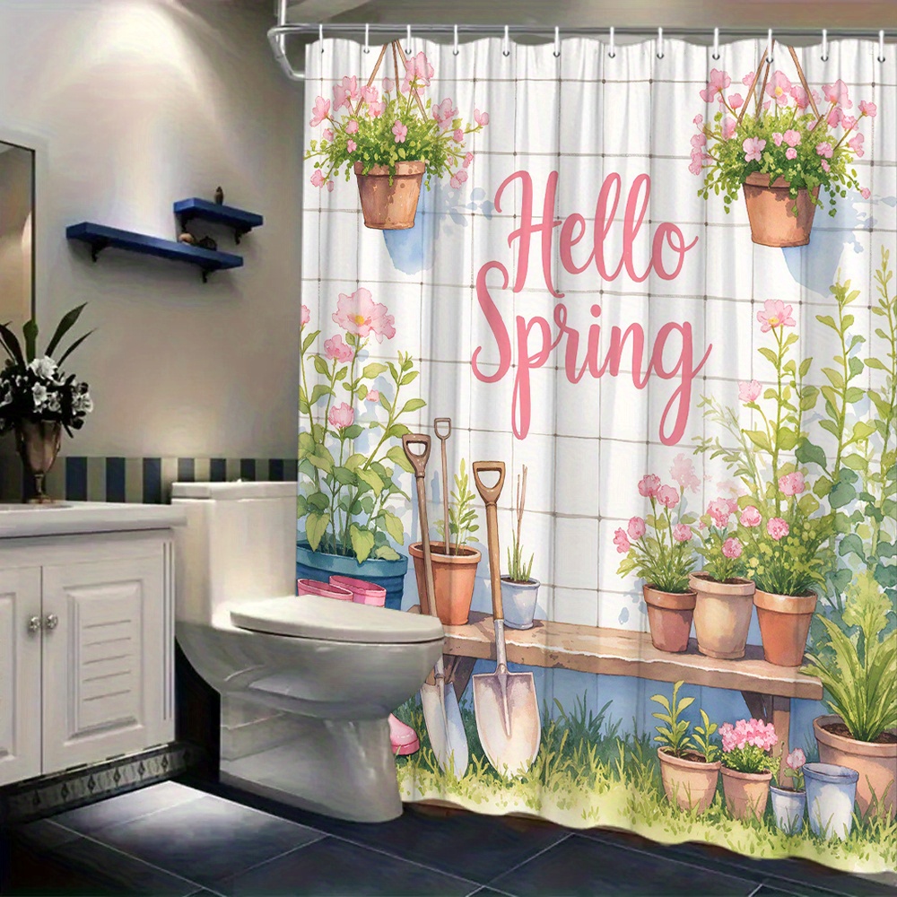 Gardening Tools Pink - Watercolor Hello Spring Gardening Tools Pink