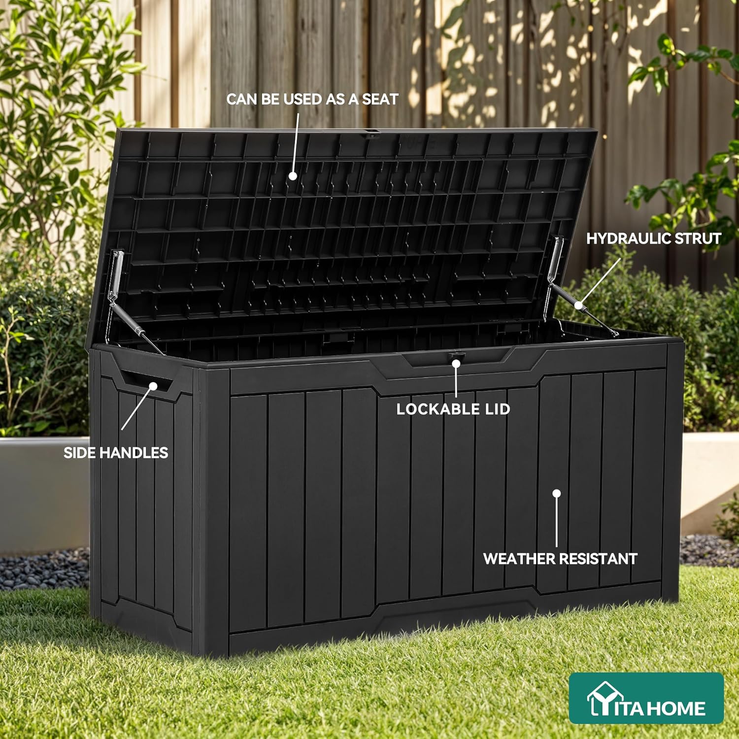 80 Gallon Resin Deck Box with  - Gardening Tools Images recension och pris