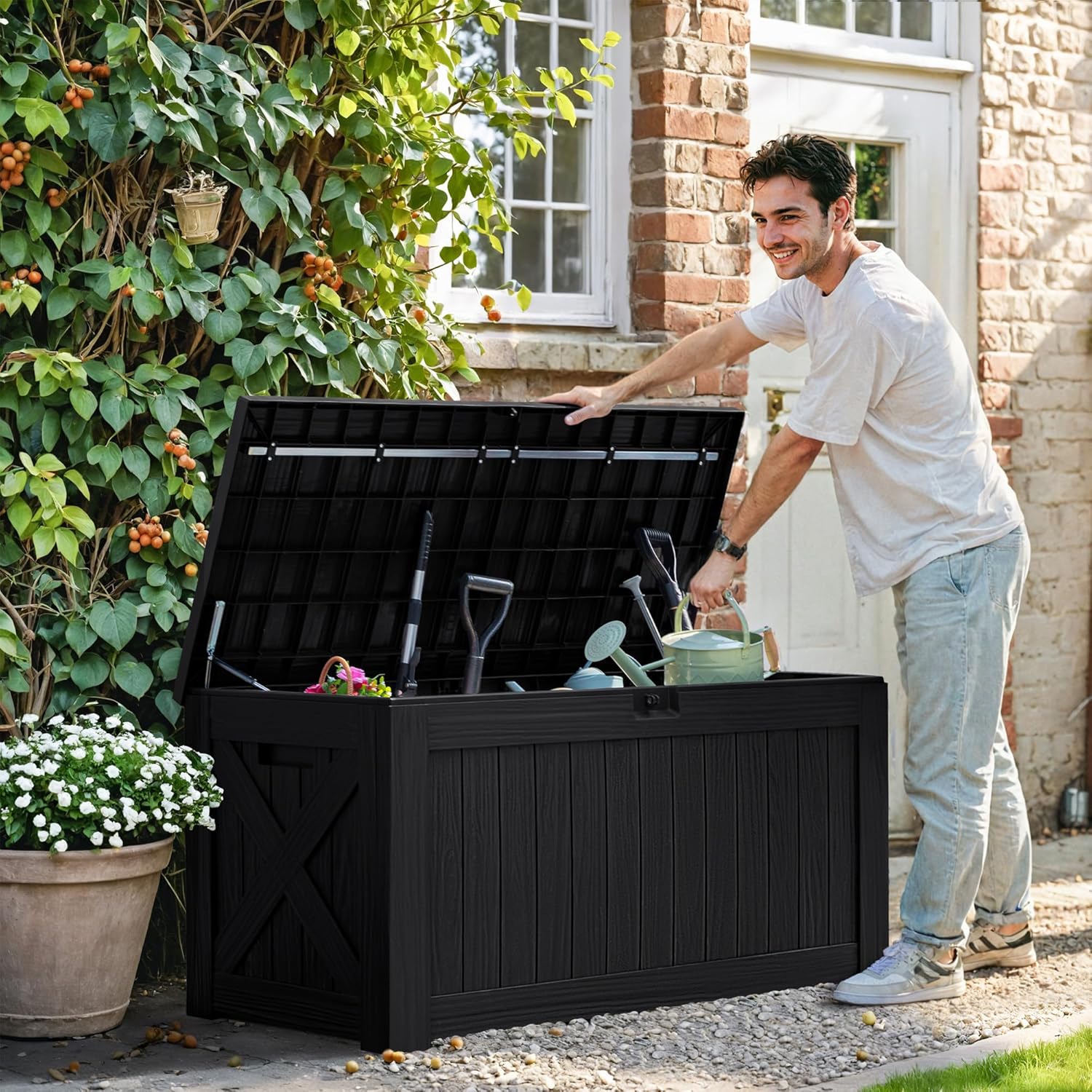 120 Gallon Deck Box with Wood  - Gardening Tools Images recension och pris