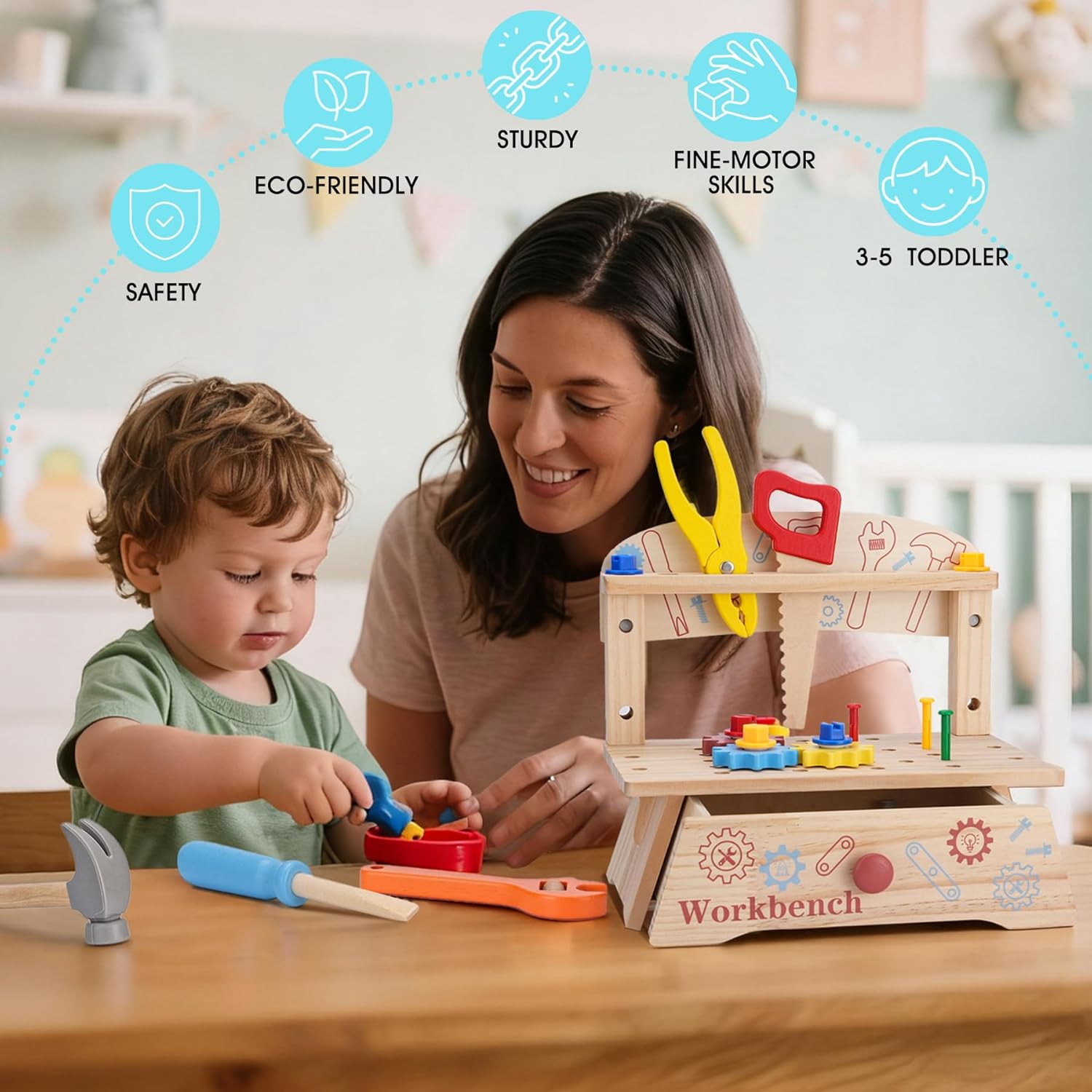 Wooden Tool Bench for Kids,Mon - Gardening Tools Kids recension och pris