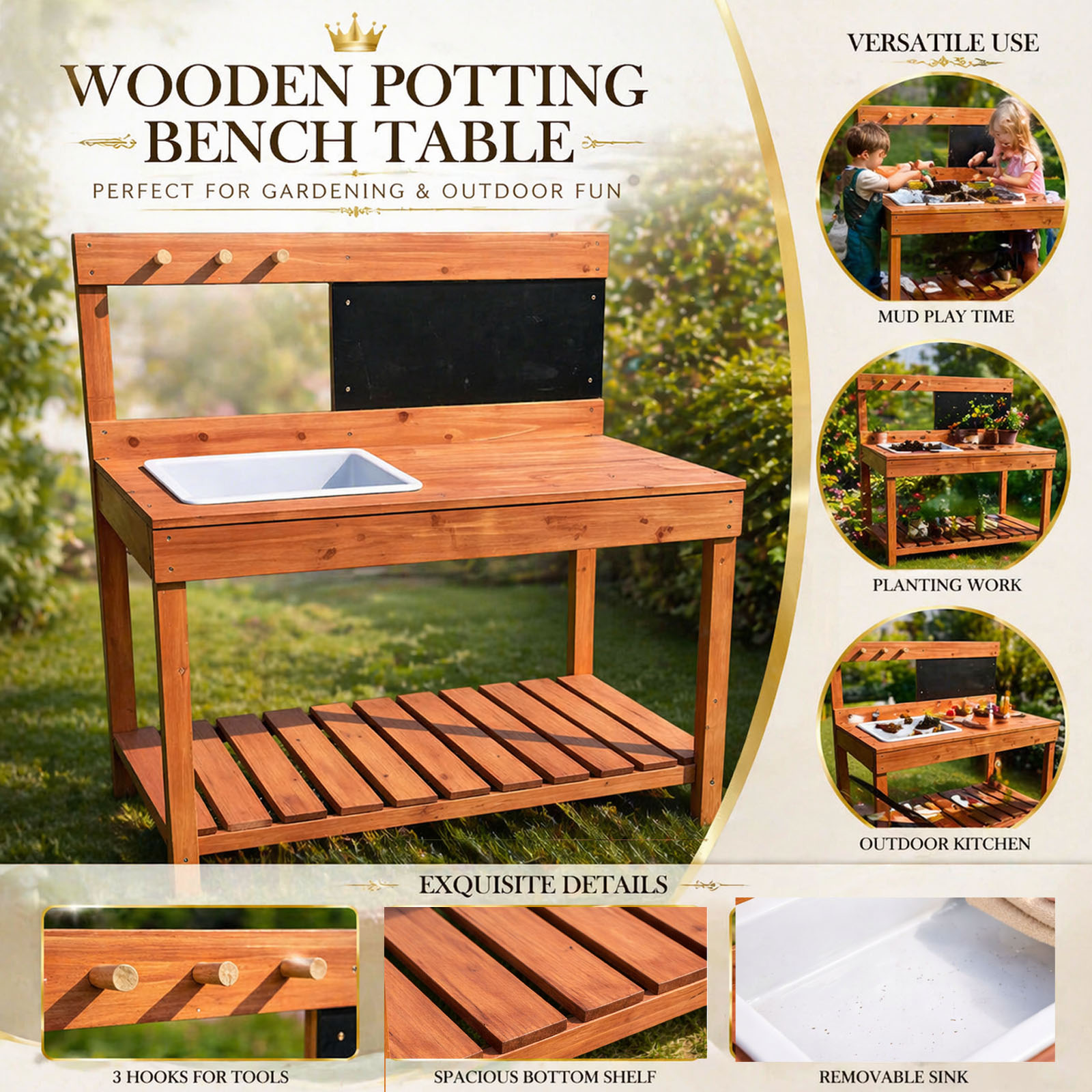 Wooden Potting Benches For Chi - Gardening Tools Kids recension och pris