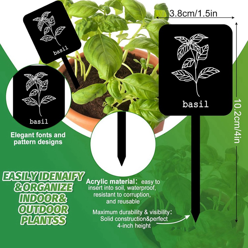24Pcs Acrylic Plant Label Sign - Gardening Tools With Names recension och pris