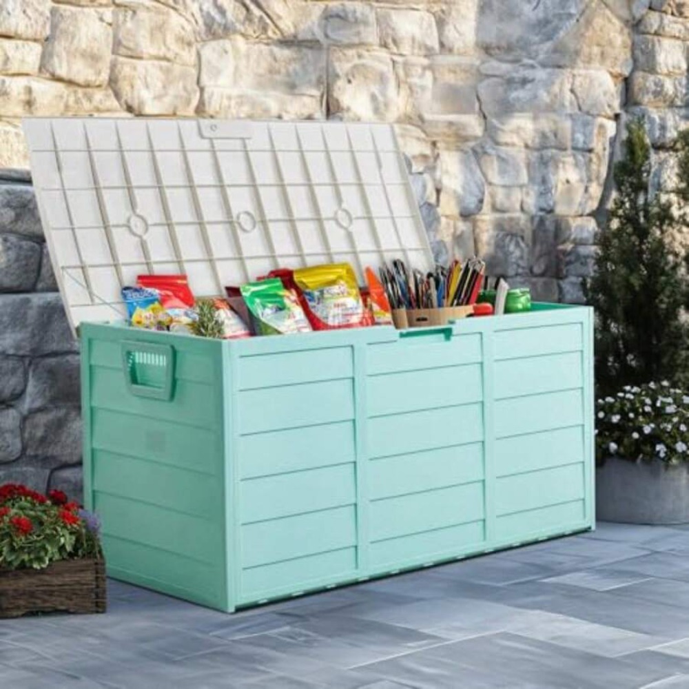 75 Gallon Large Resin Deck Box - Gardening Tools Organizer recension och pris